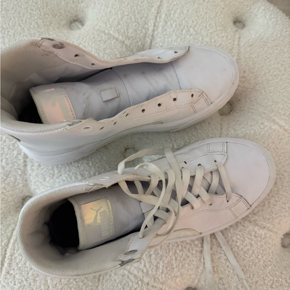 Puma White High-Top Women's Sneakers with Iridescent Detail - Picture 2 of 3